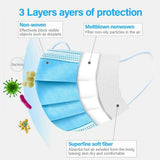 50 Pieces 3 Ply Dust-proof Breathable Disposable Face Mask ,Provides Protection