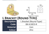 10 pcs - Yellow Zinc Plated Round End L-Shaped Bracket 20 X 20 X 18 X 1.5mm - Obbo.SG