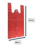 Red Singlet Carrier Plastic Bag 34 x 57cm (Pack of 32) - Obbo.SG