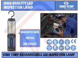 King Tony 9TA27 LED Work Lamp/ Rechargeable Working Light with Magnetic Base/ 3W COB + 5 LED Lamp - Obbo.SG