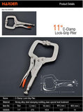 560635 Professional C-Clamp Lock Grip Pliers With Swivel Pads 11 inch