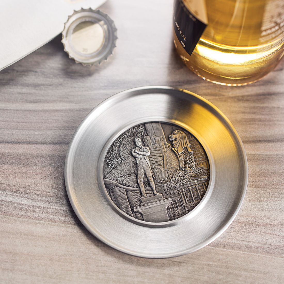 Royal Selangor Hand Finished Singapore Scenes Collection Civic District Coaster - Obbo.SG