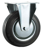 Castor Wheel Black Rubber Rigid 125mm