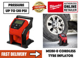 Milwaukee M12BI-0 12V Cordless Tyre Inflator / Battery Operated Tyre Pump c/w 2 no 3.0AH 12V Batteries, 1 no 12V Charger and 1 no Contractor Bag