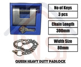Queen Heavy Duty Padlock Pad Lock Stainless Steel with 3 keys/ Gate Lock/ Door Lock/ Yale/ BTO Lock - Obbo.SG