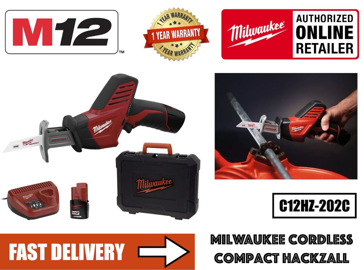 Milwaukee C12HZ 12V Cordless Hacksaw / Sabresaw/ Reciprosaw Lithium Battery 2.0Ah x 2 battery - Obbo.SG