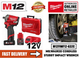 Milwaukee M12FIWF12-632C Stubby Impact Wrench c/w 1 pc 3.0AH Battery 1 pc 6.0AH Battery 1 Charger