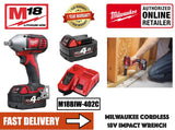Milwaukee M18BIW12-402C Brushless M18 Compact 1/2 inch Impact Wrench 18V c/w 2 nos 4.0AH Batteries and Charger