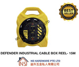 Defender 15m Industrial Cable Box Reel / Extension Cable / Cable Reel / Retracting Cable - Obbo.SG