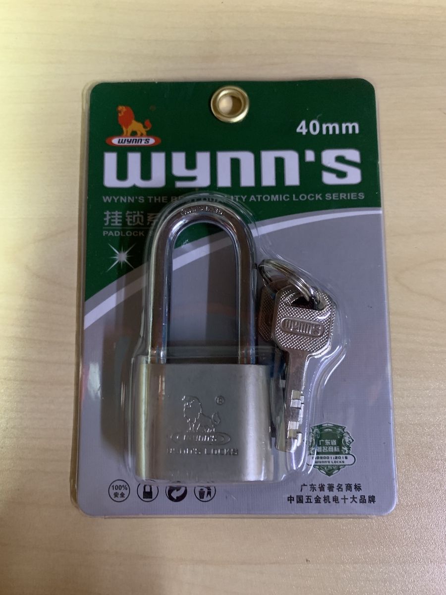 Wynn's Long Ear Hardened Steel Shackle Solid Padlock with Keys / Gate Pad lock / 30mm 40mm 60mm Gate Lock - Obbo.SG