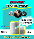 ⏰【CHEAPEST 4in100mm Pallet Wrap】⏰ Clear Plastic Wrap Industrial Strength Stretch Pack Shrink Film - Selling in Packet of 2