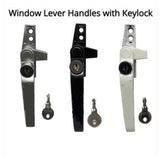 Window Lever Handle with Keylock - Left  Black  White  Aluminium Casement Window - - Obbo.SG
