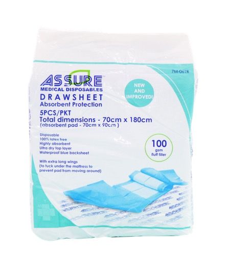 ASSURE Underpads (75cm x 75cm, 60g Fluff Filler, 10 Pc/Pkt)