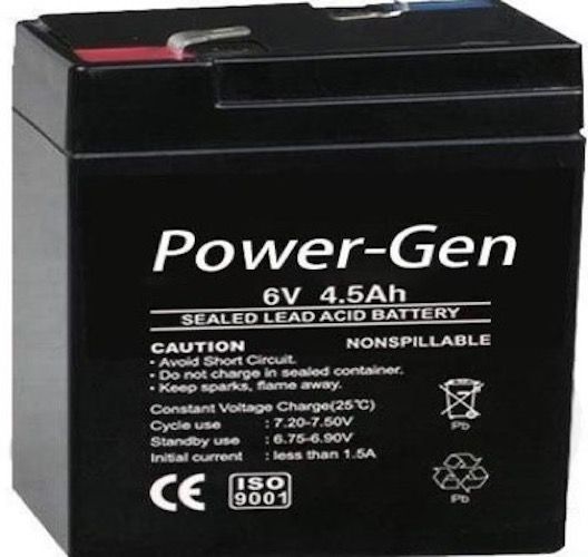 Power-Gen Lead Acid Battery - 6V 4.5AH Maintenance Free - Obbo.SG