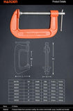 600205 Professional Alloy Steel G Clamp 10 inch