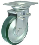 Castor Wheel Green PU Swivel with Brake 130mm