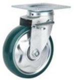Castor Wheel Green PU Swivel with Brake 150mm - Obbo.SG