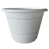 BABA No.3468B White Marble Plastic Pot (21cmØ x 14cmH)