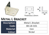 10 pcs - Nickel L Bracket Corner Angle Support Joint 26mm