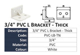 10 pcs - Pvc White L Bracket Corner Shelving Support 3/4 Inch