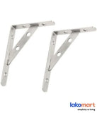 2 pcs - Stainless Steel Heavy Duty Shelf Supporting Bracket With Hanging Holes 150 X 100mm - Obbo.SG