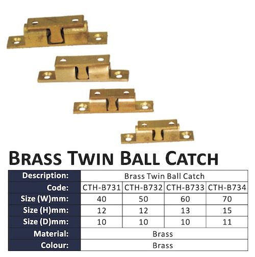 Double Ball Catch Cabinet Door Latch Brass/Silver - Obbo.SG