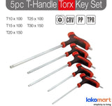 KENDO - T-Handle Crv Torx Screwdriver Set 5 Pcs T10 - T30 [20780]