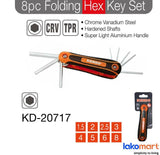 KENDO - 8 Pcs Foldable Metric Allen Key Crv Set 1.5mm - 8.0mm [20717] - Obbo.SG