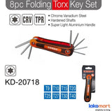 KENDO - 8 Pcs Foldable Torx Key Crv Set T9 - T40 [20718] - Obbo.SG