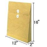 Manilla Kraft Envelope with Button and String 12 x 16 x 2 Inch