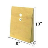 Manilla Kraft Envelope with Button and String 9 x 13 x 2 Inch