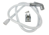 Bidet spray head with white PVC hose