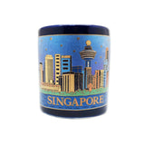 Mini Ceramic Blue 4oz Mug - Merlion/Buildings - Obbo.SG