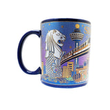 Ceramic Blue 10oz Mug - Merlion/MRT - Obbo.SG