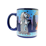 Ceramic Blue 10oz Mug - Merlion/Four Religion - Obbo.SG