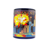 Ceramic Blue 10oz Mug-Merlion/Fireworks - Obbo.SG