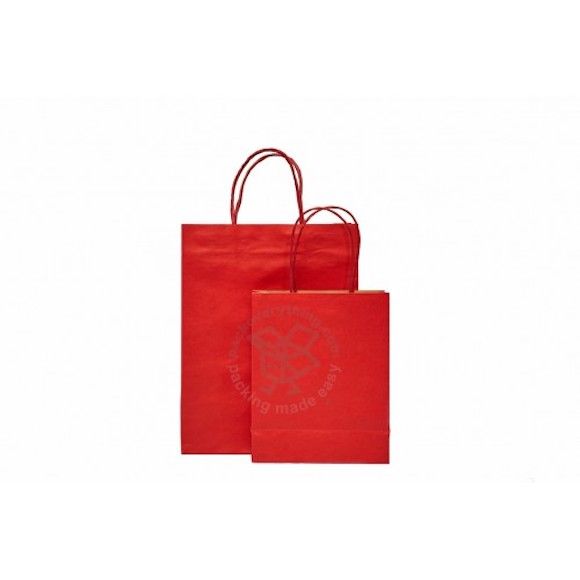 Colored Kraft Paper Bag (Red), 24 x 11 x 31cm (H) - Obbo.SG