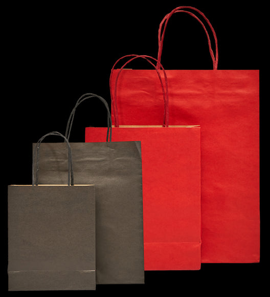 Colored Kraft Paper Bag (Red), 24 x 11 x 31cm (H) - Obbo.SG