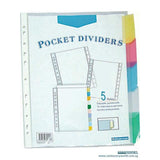 Bindermax Pocket Dividers with 5 Tabs PDT005