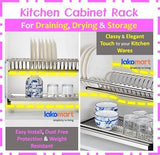Kitchen Cabinet Dish Rack Double Layer  4 Sizes  Draining Airing Storage - T9800