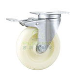 Castor Wheel White PP Swivel with Brake 125mm