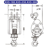 KIO300L - 300KG, 240V 5*60M ROPE - Mini Winch - Portable Lifting Hoist - Obbo.SG