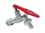 Red coloured handle brass CR lockable union tap - Obbo.SG