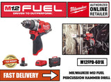 Milwaukee M12 FUEL M12FPD-601X Brushless Cordless Percussion Hammer Drill c/w 6.0AH Battery Charger