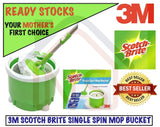 3M Scotch Brite Single Spin Mop Bucket Set/ Full Microfiber Mop/ Household Mop Set