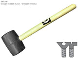 MALLET RUBBER BLACK 32OZ (70MM) W/ WOODEN HANDLE