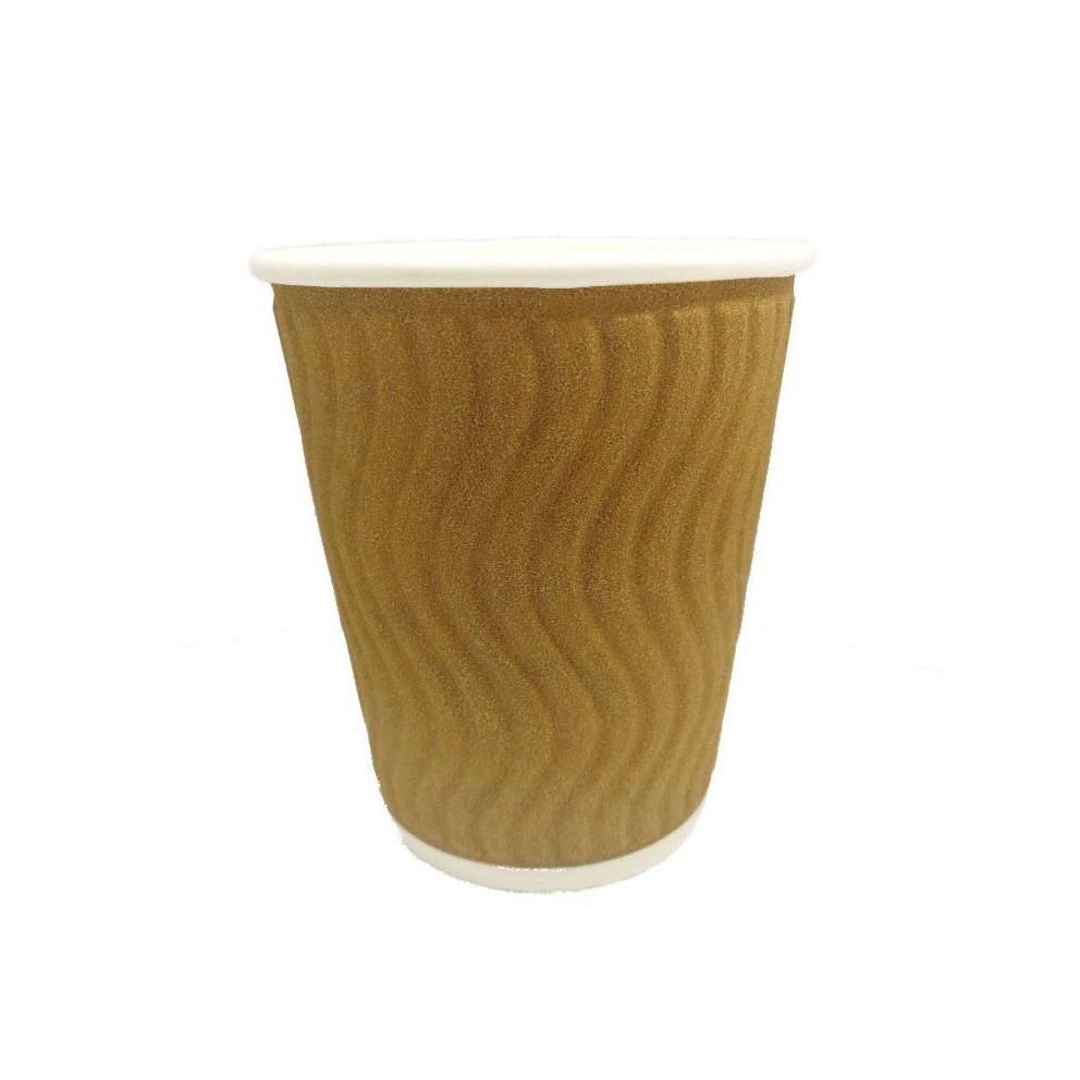 Disposable Paper Hot Cup Wave Brown 8oz Pack of 40 - Obbo.SG