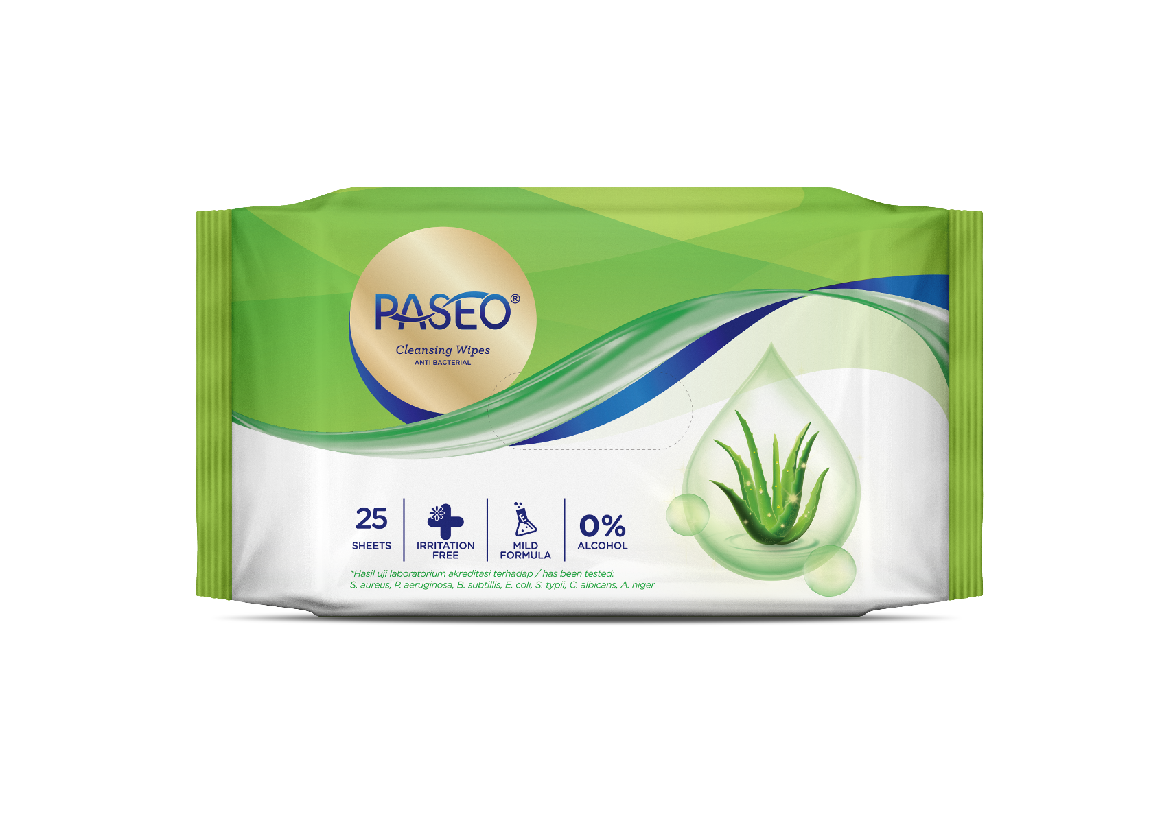 PASEO Anti Bacterial Wet Wipes 2 x 25 sheets - Obbo.SG