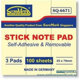 Suremark Stick Note Pad 25 x 75mm SQ-6671 - Obbo.SG