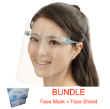 Face Shield with Spectacles + Surgical Mask Disposable 3 Ply (Bundle Set)